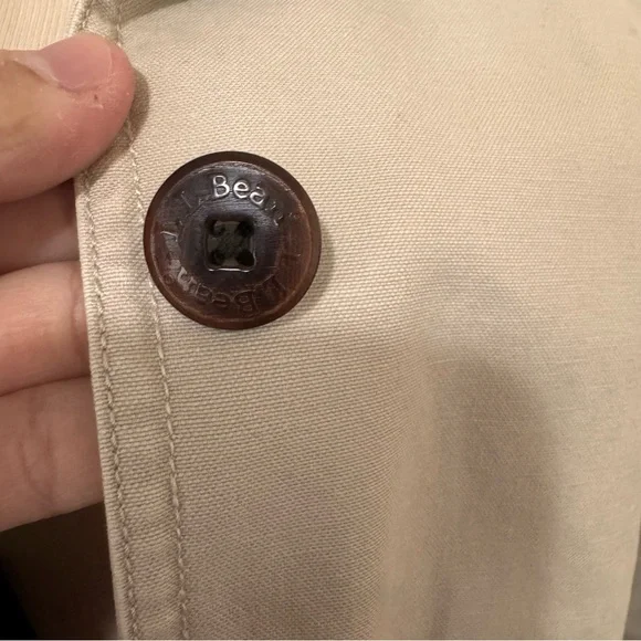 L.L. Bean beige barn jacket brown corduroy collar button fore chore coat women S - Picture 5 of 11